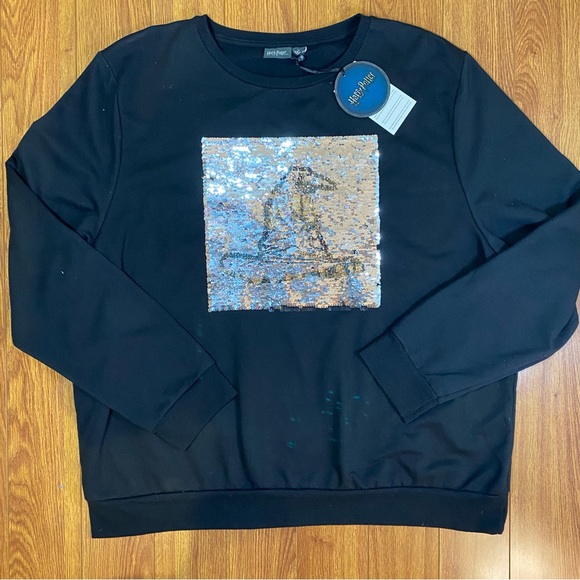 NWT Harry Potter Disney Sequin Magic Crew Neck Black Sweater Size XL - Picture 12 of 15
